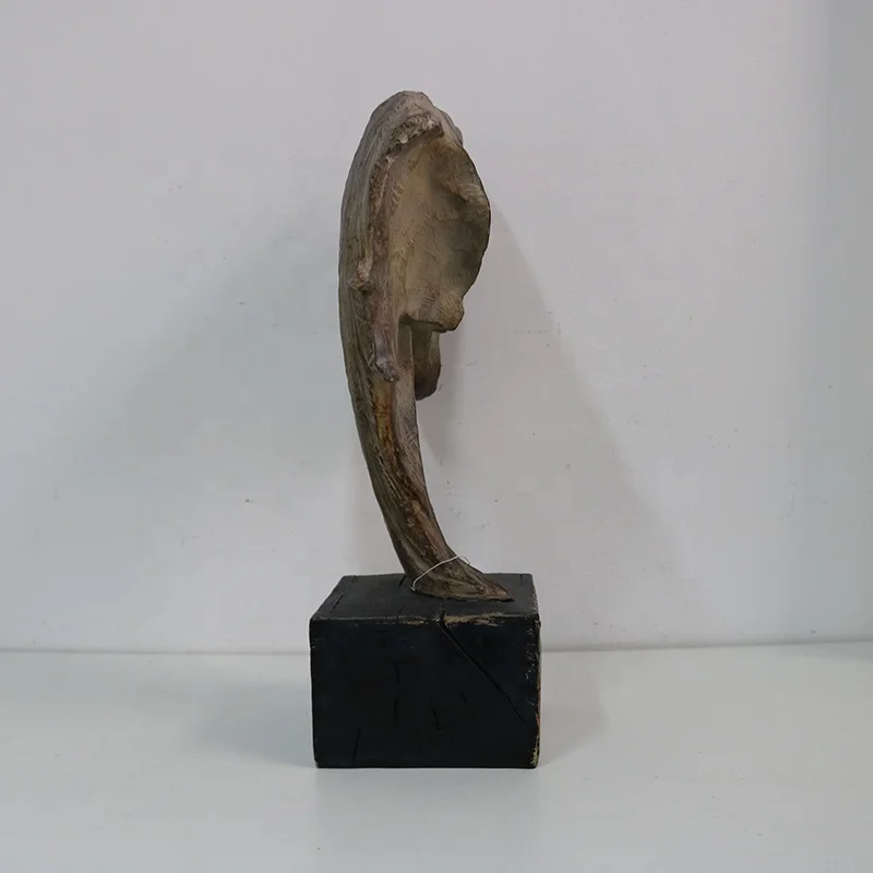 antique resin crafts home decor big size wooden horse head with base statue animal sculpture