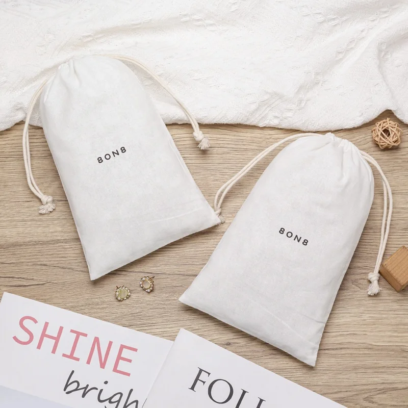 Recyclable Custom 100% Cotton Canvas Drawstring Bag Shoes Dust Bag Plain Cotton Dust Bag For Normal Life