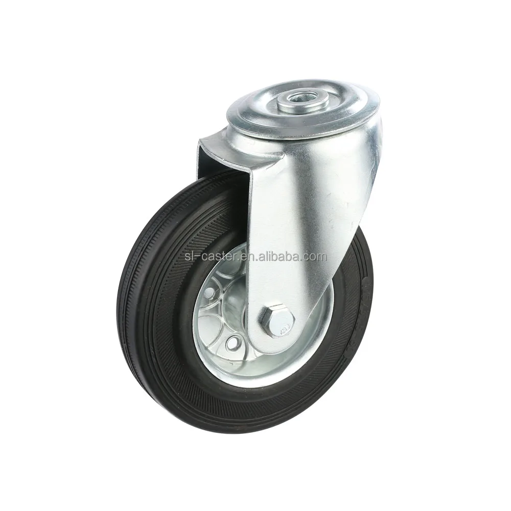 Industrial casters for European type series 3/4/5/6/8 inch black rubber wheel caster 100mm high quality black rubber caster