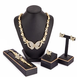 2021 June USA XOXO butterfly Jewelry Sets Lovely and Hot Design Necklace Earrings Bangle Ring Four piece Set