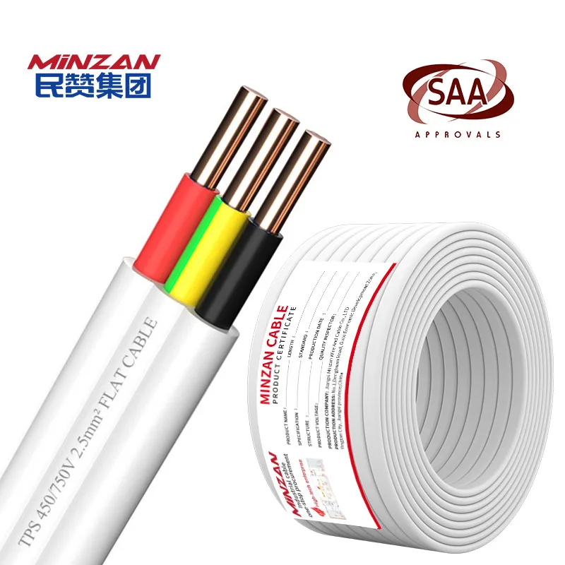 0.75mm 1mm 1.5mm 2.5mm 4mm 6mm Copper Conductor Electrical 4 Core Flat Flexible Cable and Wire