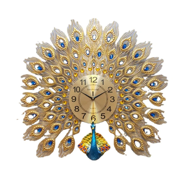 Brand Peacock Wall Clock decoration High quality and Digital Clocks Bedroom wall hanging Cheap plastic wall clocks