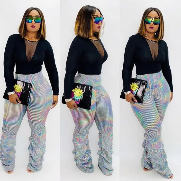 
09AF335 stylish basic silver coated wrinkled sparkle high fashion ladies Sport Woman Sexy Women Pants 