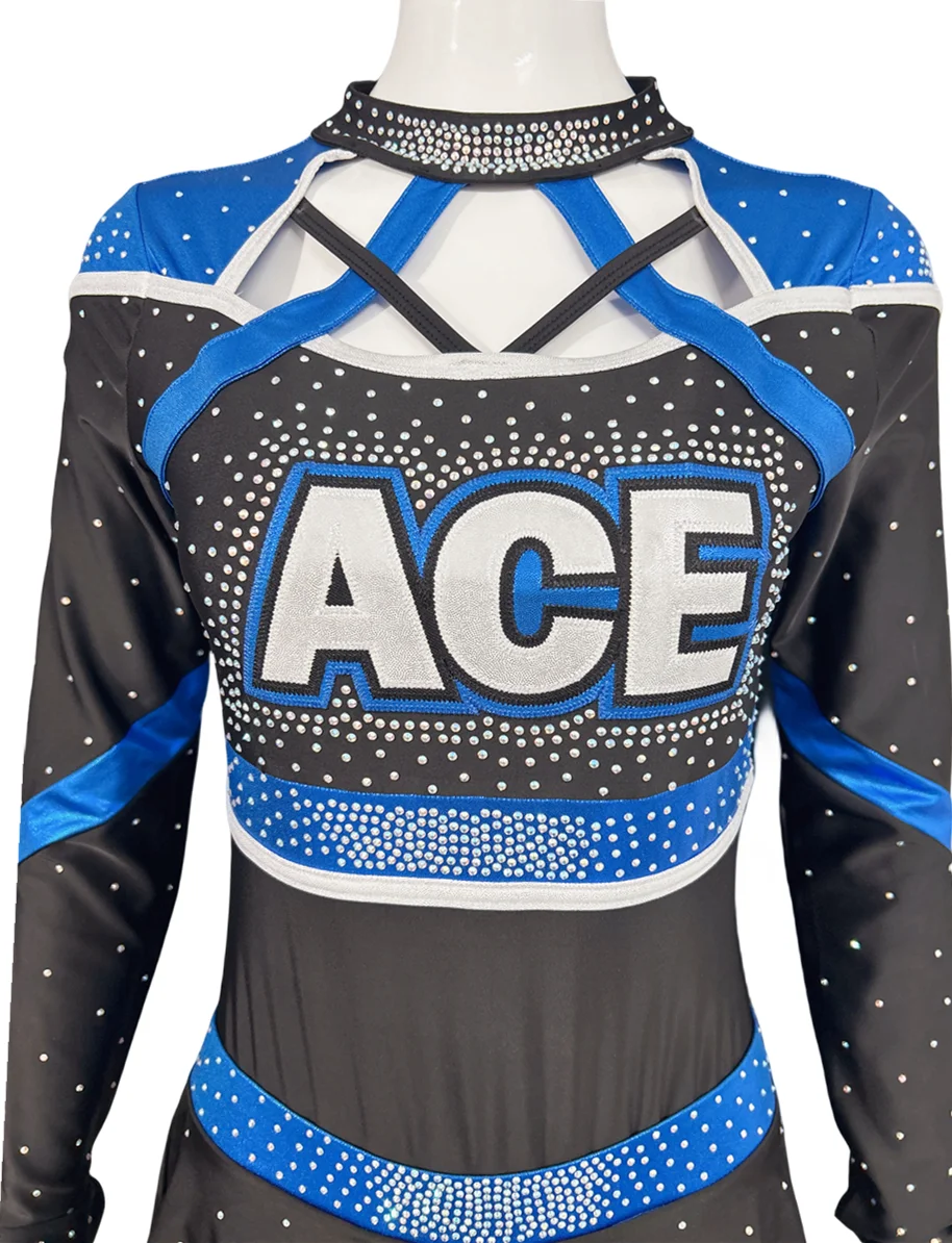 High Quality Custom Cheerleader Outfits Dance Skirt Costume Sexy Cheerleading Uniform Rhinestones Sublimation