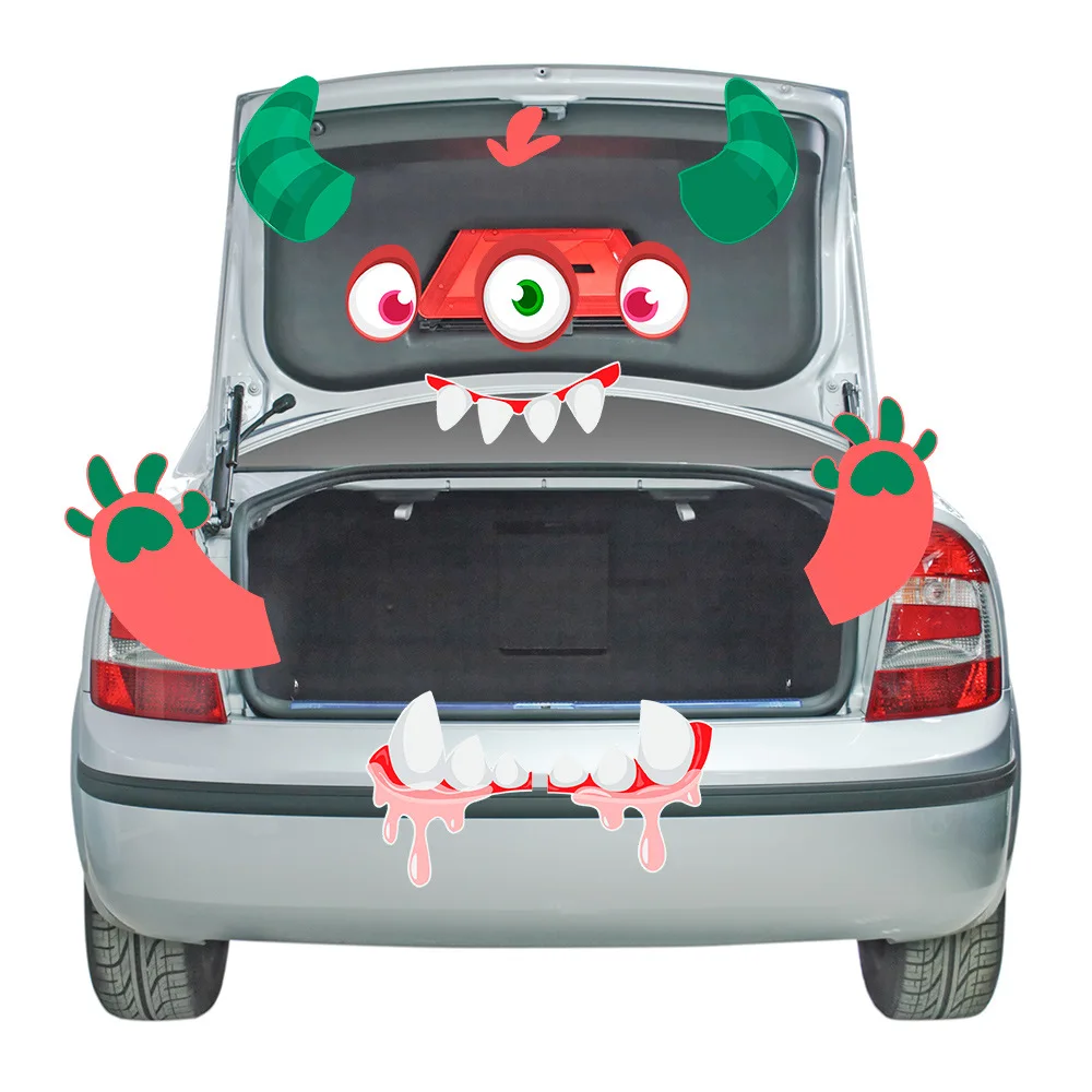 New Halloween Terrifying Eyes Teeth Atmosphere Garage Stickers Car Trunk Car Sticker painting