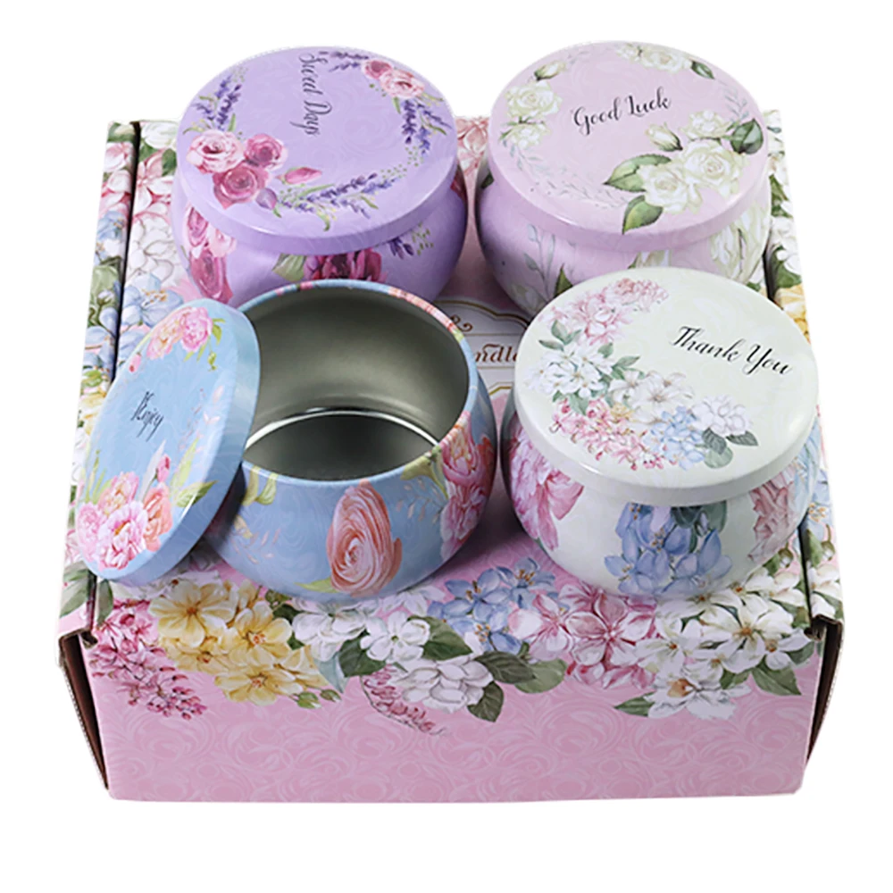 Customized 4 Oz  8 Oz Luxury Empty Metal White Candle Jars Container Candle Tin Can For Soy Wax Candles Candy Gift