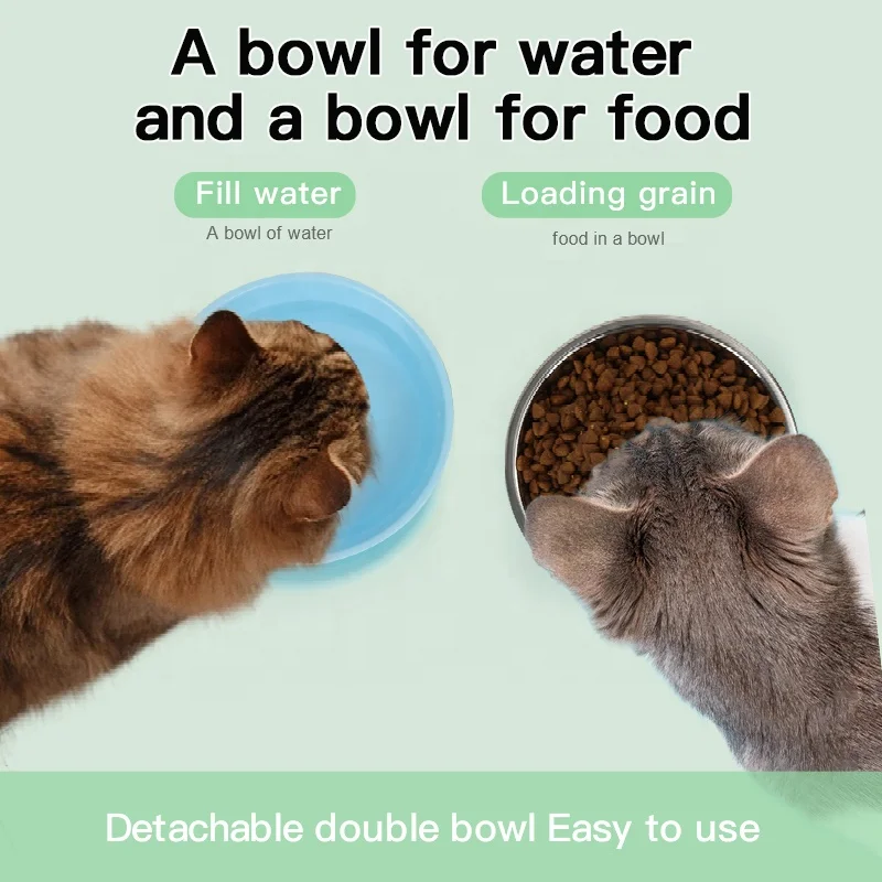 Factory Wholesale Custom Logo Antislip Double Decker Portable Travel Stainless Steel Cat Food Bowl Pet Dog Water Bowl