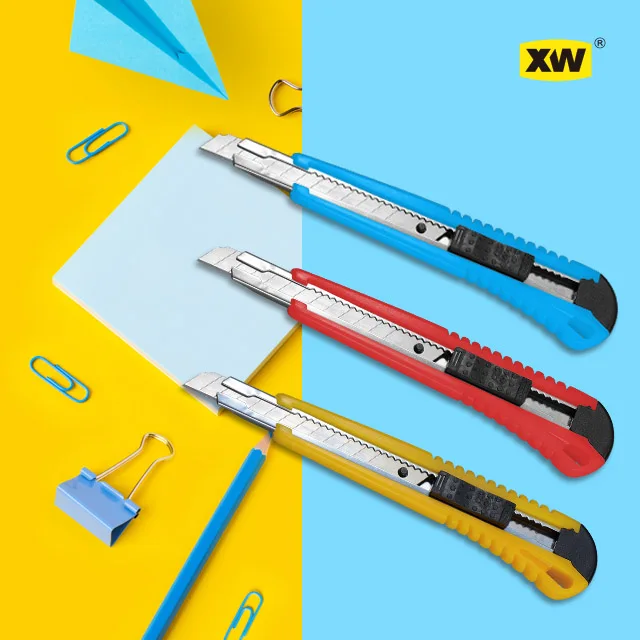 Auto lock  9mm blade plastic handle abs paper snap off knife