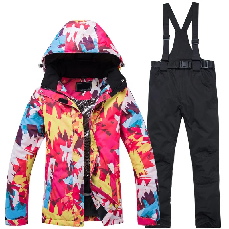 High quality and Technical Camouflage Waterproof Ski Clothing, Ski Pants And Jacket Set