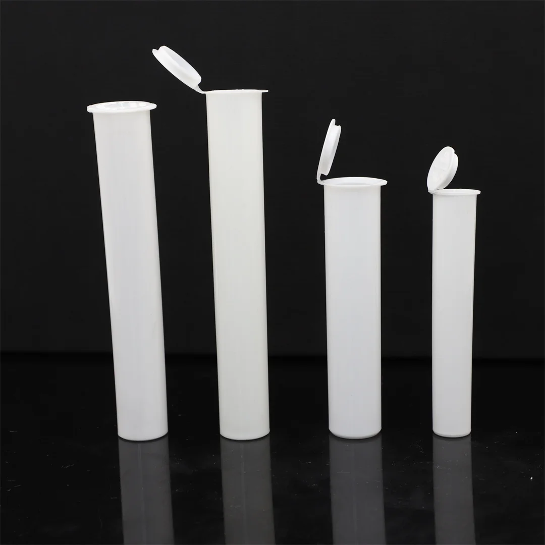 86mm 98mm 110mm 120mm 150mm colorful plastic joint doob tubes with hinged flip squeeze pop tops OEM biodegradable bottles