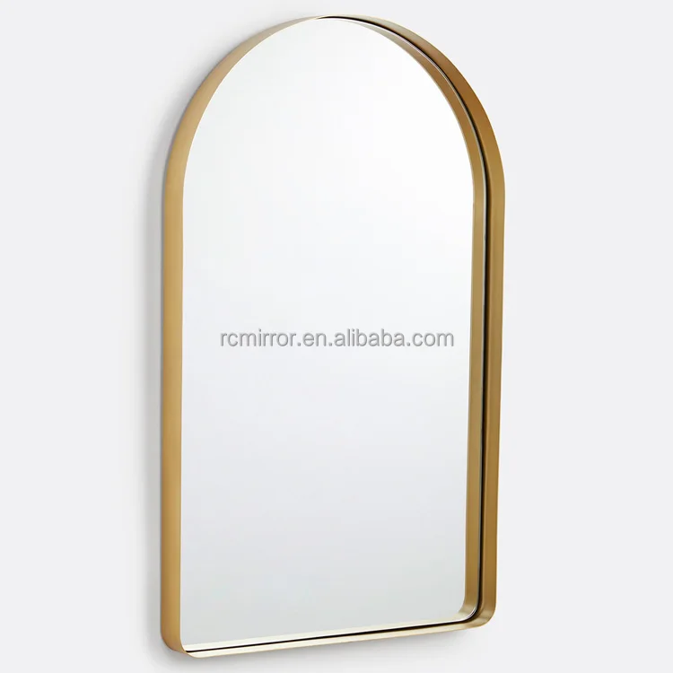 Light Luxury Arched Full-Length Mirror Black Silver Golden Bedroom Fitting Mirrors