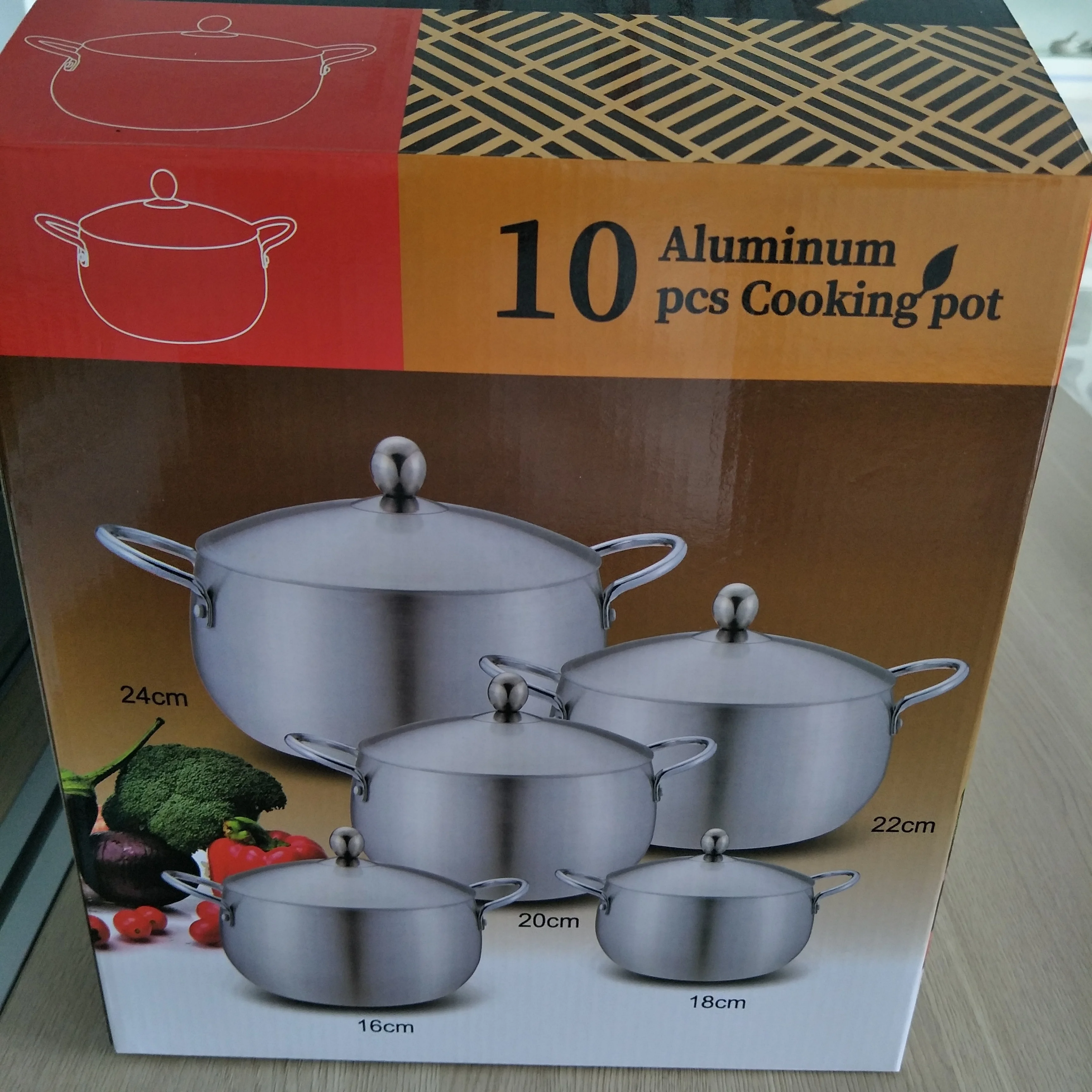 16/18/20/22/24 cm Belly Shape Aluminum Cooking Pot Kitchen Casseroles Cookware Set