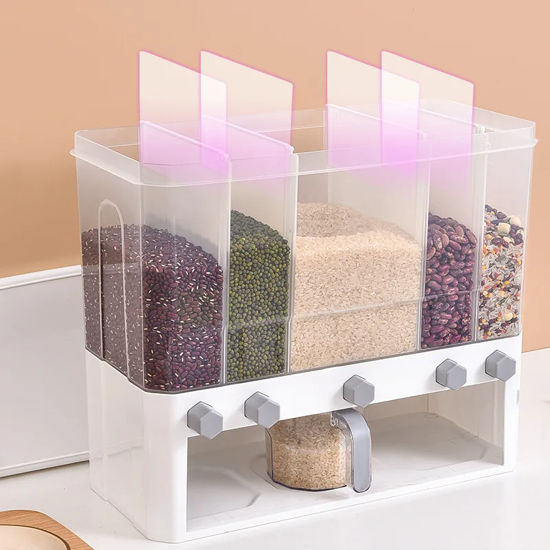 Dry Food Dispenser Wall Mounted Rice Container Bulk food Storage Cereal dispensers Grain Canisters