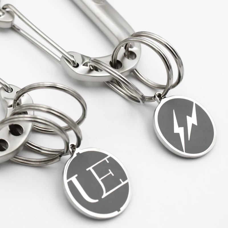 Factory Wholesale Custom Metal Keychain Company Logo Letter Customizable Carabiner Cartoon Stainless Steel Metal Key Chains