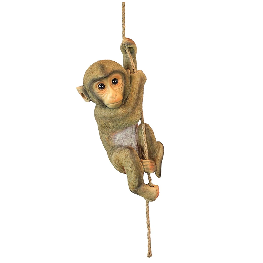 Resin Hanging Baby Monkey Climbing Statue Outdoor Animal Figurine Ornament Baby  Home Garden Yard Lawn Decor