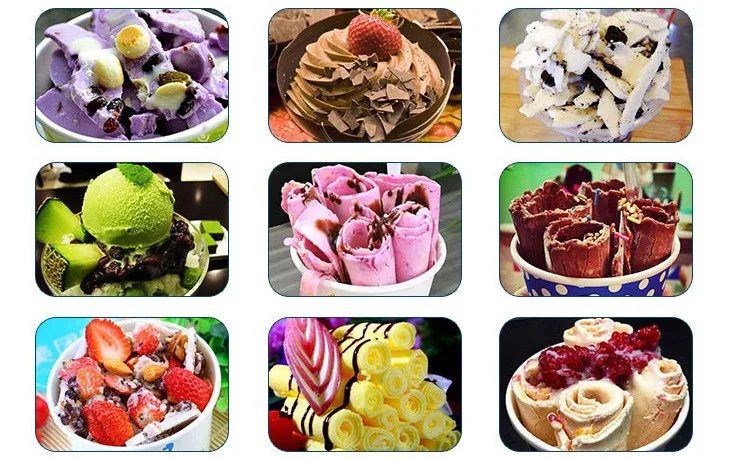 Commercial Thai Roller Icecream Flat Pan Rolled Instant Stir Fry Ice Cream Cold Plate Fried Ice Cream Roll Machine