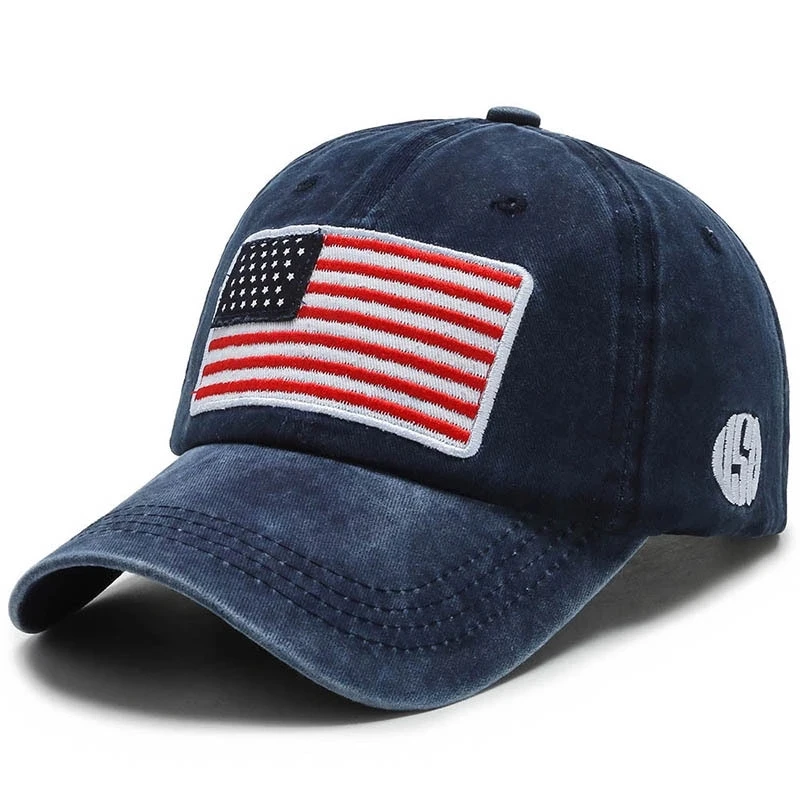 
2020 Washed cotton flag curved eave baseball cap customized sports cap hat 