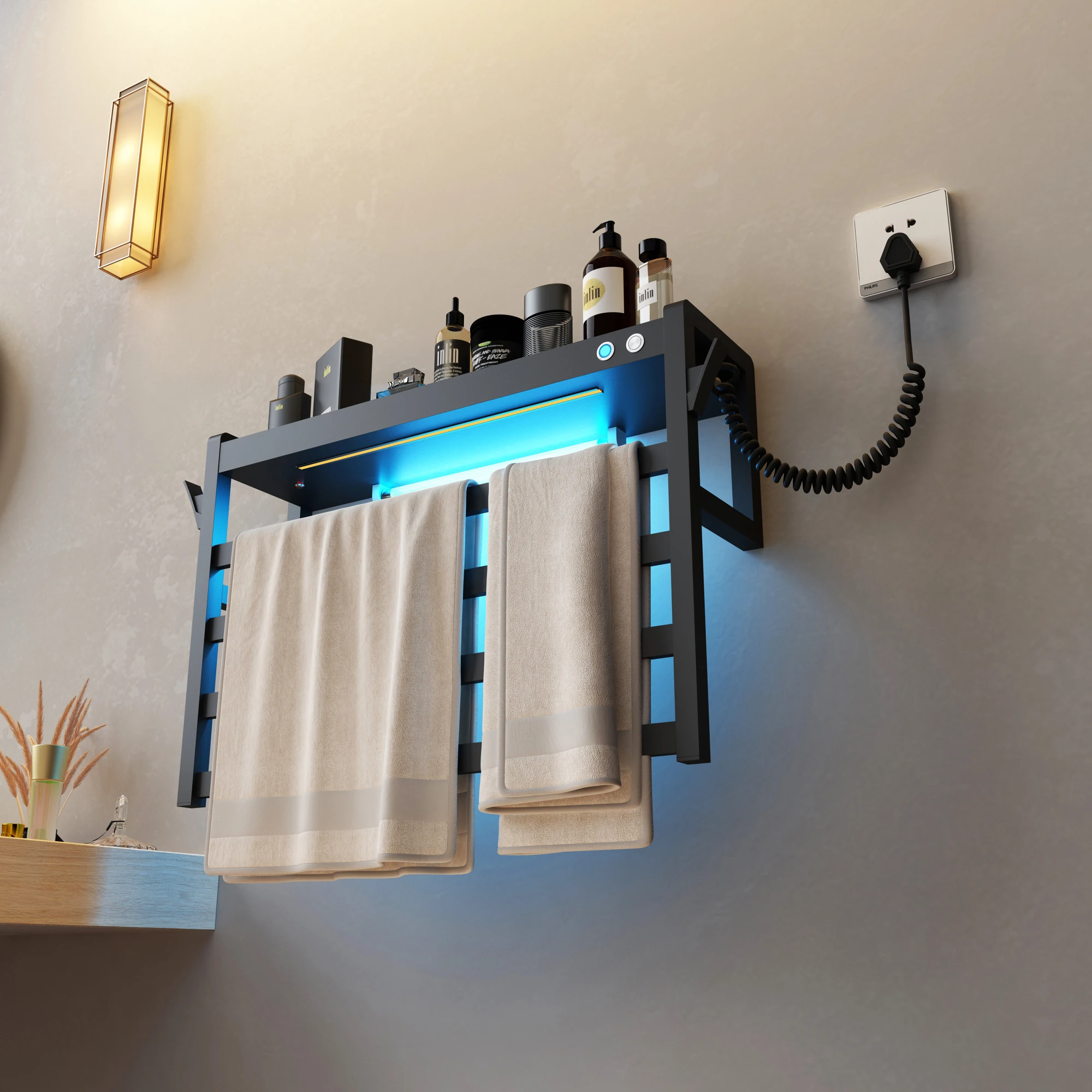 Electric heating towel rack wall hanging bath towel rack towel dryer  R-101