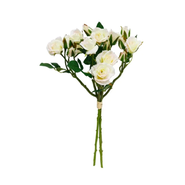 New 18 Heads Stem Artificial Silk Miniature Wild Rose Flowers For Decoration