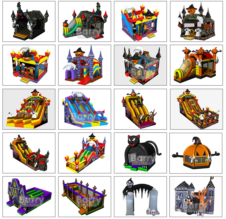 New Halloween Bounce House Hot Design Inflatable Pumpkin Halloween Bounce Castle With Slide Inflatable Combos for Party