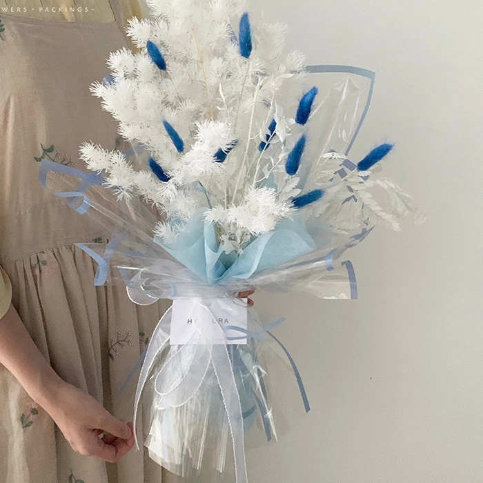 Classical 58*58cm/pcs Colorful Frame Edge Printed Waterproof OPP Plastic Flower Wrapping Paper Korean Paper for Florist Wrapper