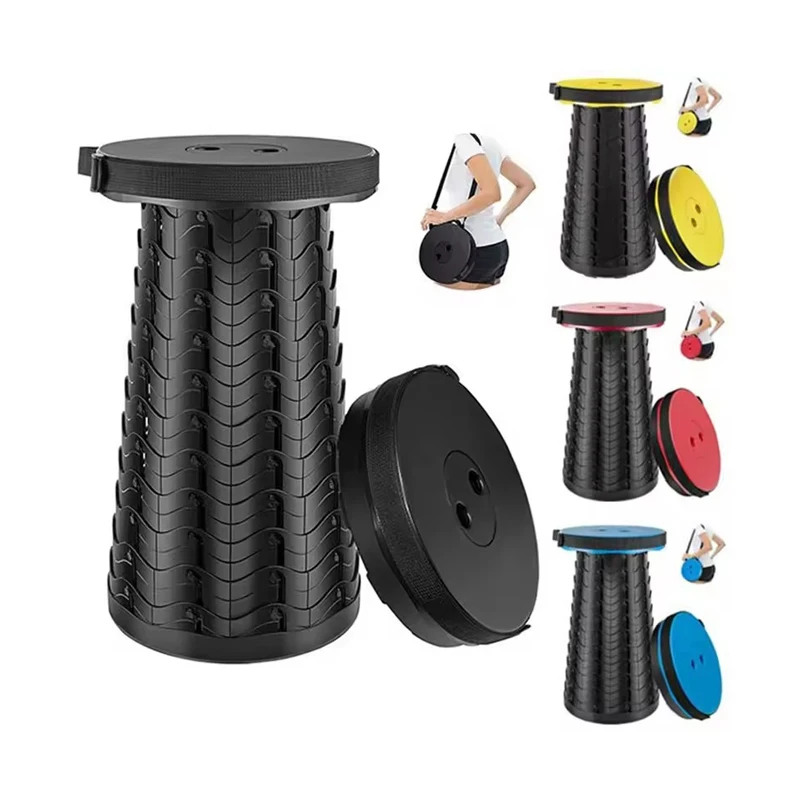 Retractable Folding Stool Portable Sturdy Lightweight collapsible lightweight telescoping stool Plastic Seat