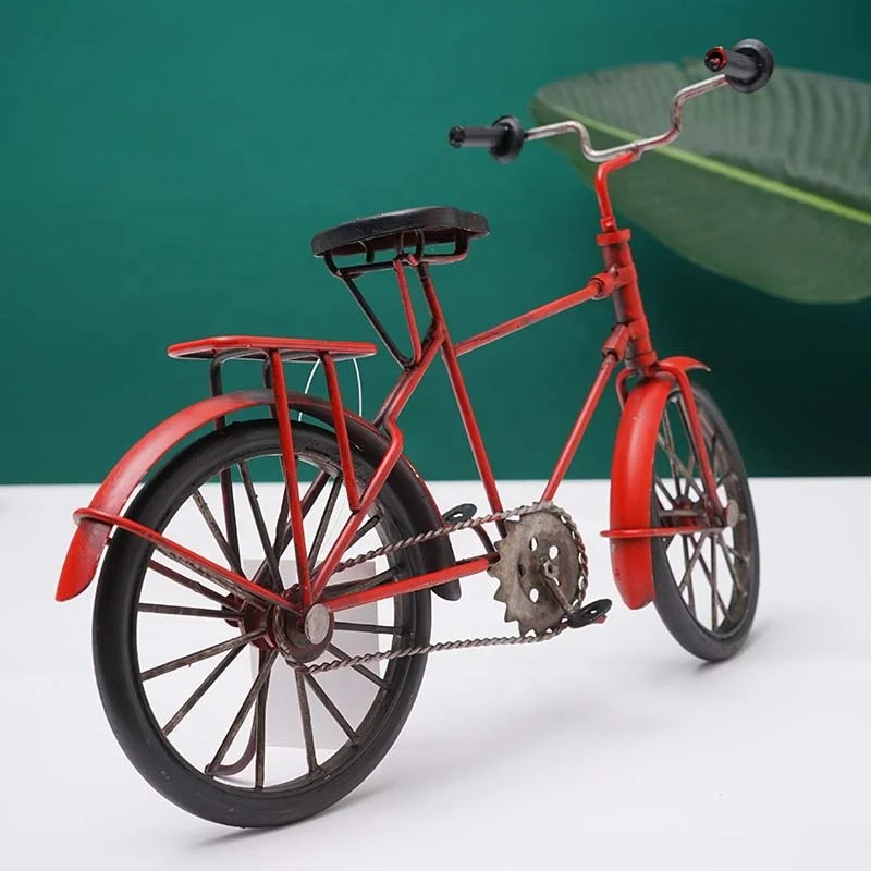 Vintage Metal Crafts For Bar Decor Handmade Red Yellow Retro Bike Model Arts And Crafts Home Decoration Antique