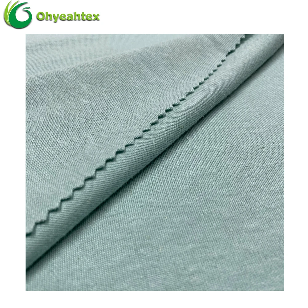 
Organic 2 Way Stretch Knitted Interlock Single Jersey 70% Organic Cotton 30% Hemp Fabric For T-shirt 