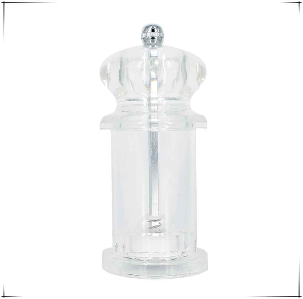 Clear Transparent Acrylic Salt and Pepper Miller Manual Ceramic Mill for Home Use with Custom Logo Box Packing