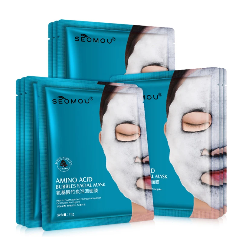 SEOMOU cosmetic Brightening Bamboo Charcoal Face Mask Amino Acid Oxygen Bubble Mask