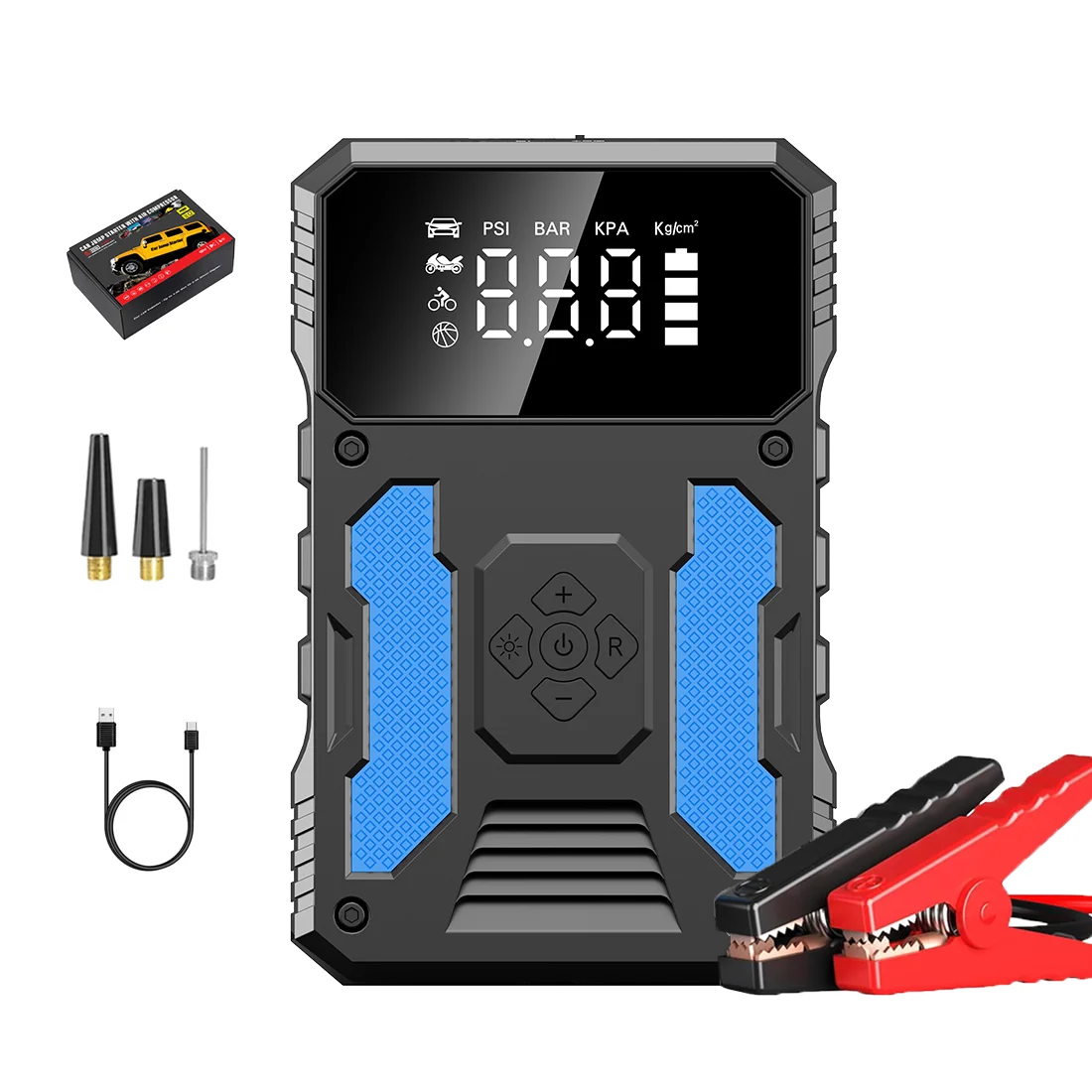 Factory Price 12V 3000A Portable car jump starter with air compressor 150PSI tire pump Multifunction jump starter power bank