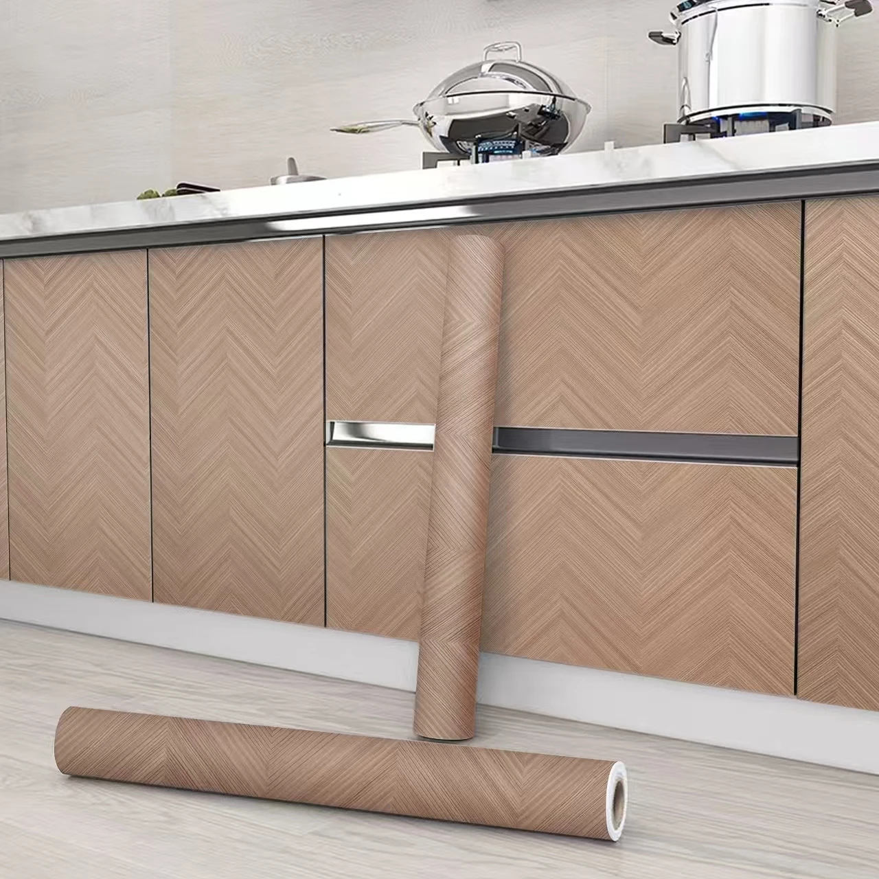 Peel And Stick Contact Paper Wood Grain Self-adhesive Film Waterproof and Removable Wallpaper Decorative Vinyl For Kitchen