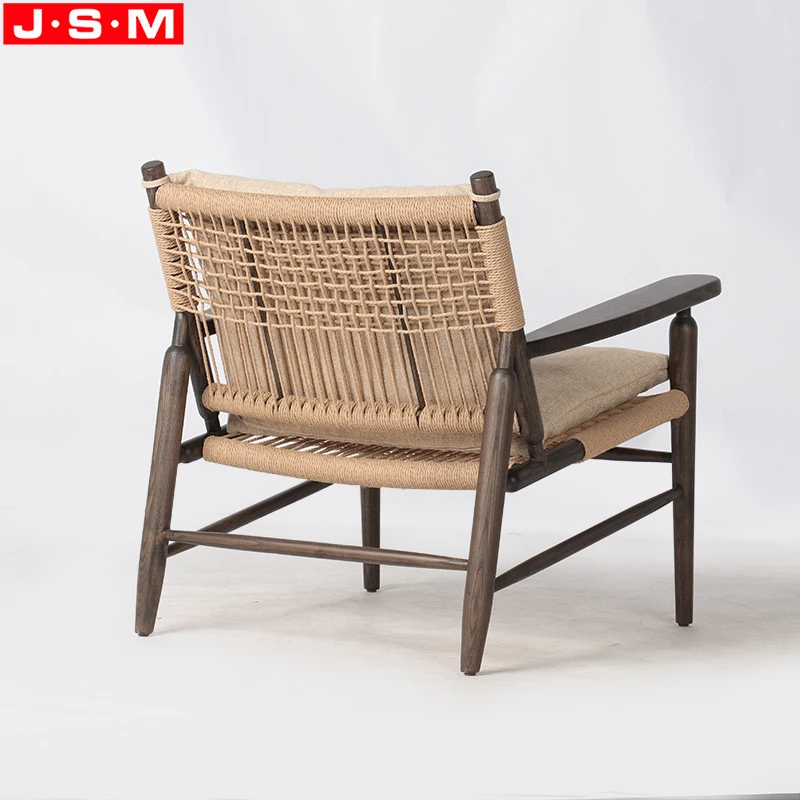 Modern Living Room Furniture Ash Wood Chair Paper String Woven Back Seat Solid Wood Armrest Reading Chair For Home