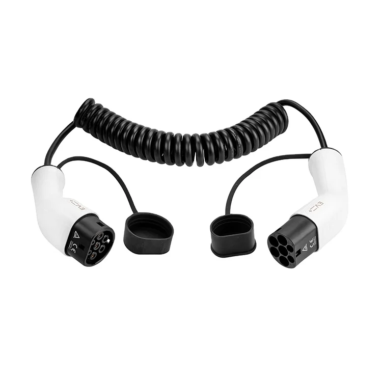 Spiral Movable TPU Electric Vehicle EV Charging Cable Type 2 to Type 2 32A 1 Phase