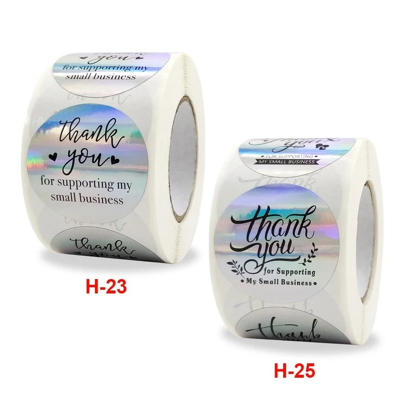 500/roll 1.5 Inches Thank You for Purchasing Stickers Roll Rainbow Laser  Commercial Decorative  Labels