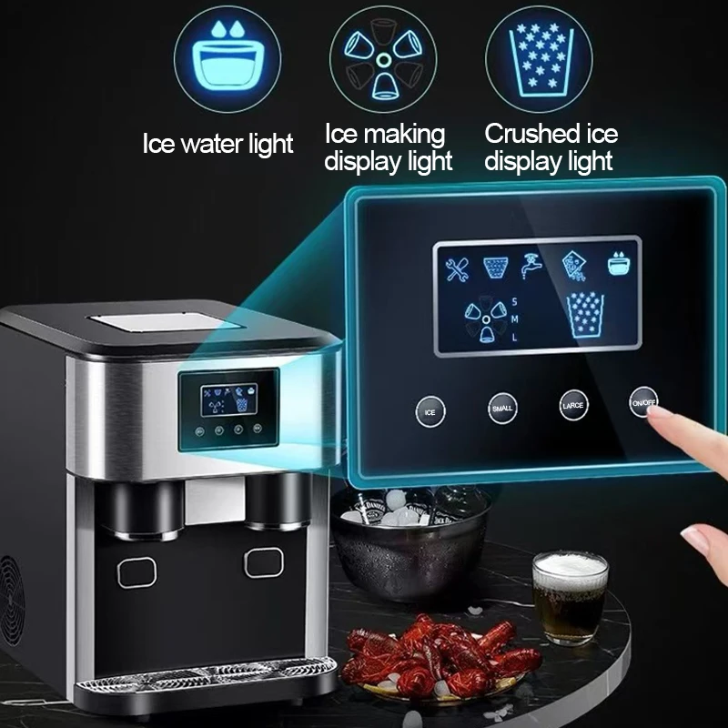 3 in 1 ice makers countertop self-cleaning water dispenser with crushed ice machine 33lbs for home kitchen office
