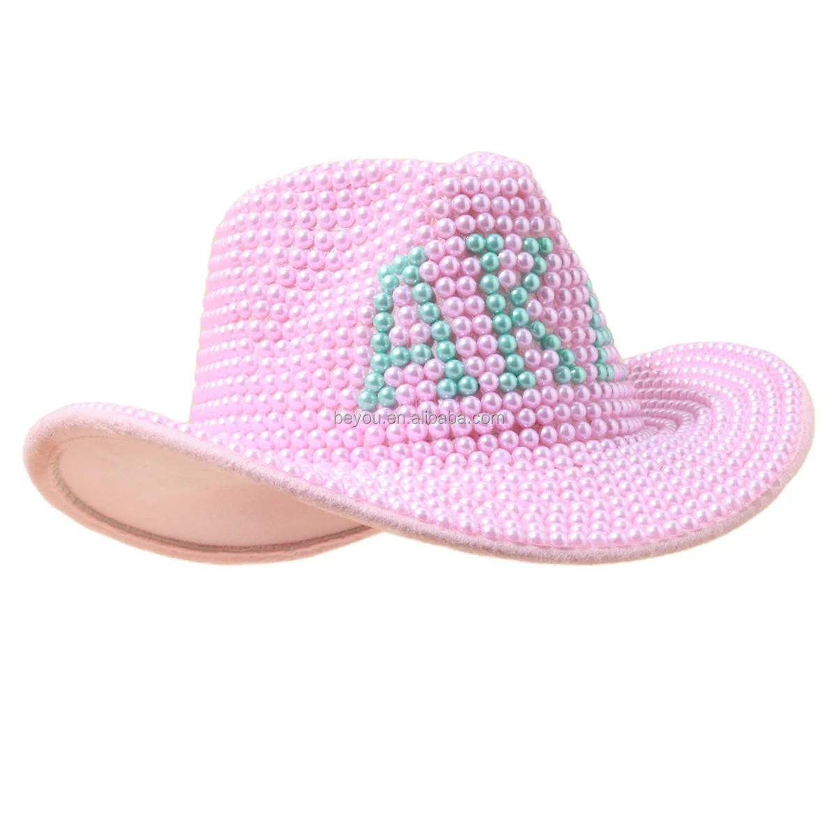 Pink Green All Pearls Fedoras Lime Greek Alpha Sorority Logo Women Unisex Panama Wool Felt Hats Ladies Wide cowboy Hat