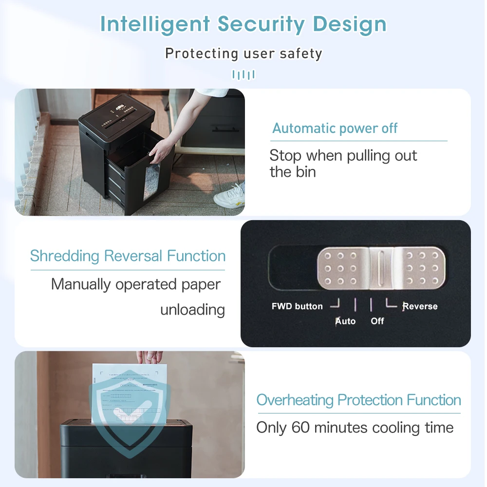 20L A4 paper shredder micro cut 2mm*12mm P5 Level 8 Sheets Applicable for small offices and homes for shredding bills and such