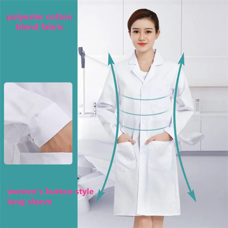 wholesale oem logo custom unisex professional student laboratory long sleeve jacket white lab coat doctor nurse dentist uniform