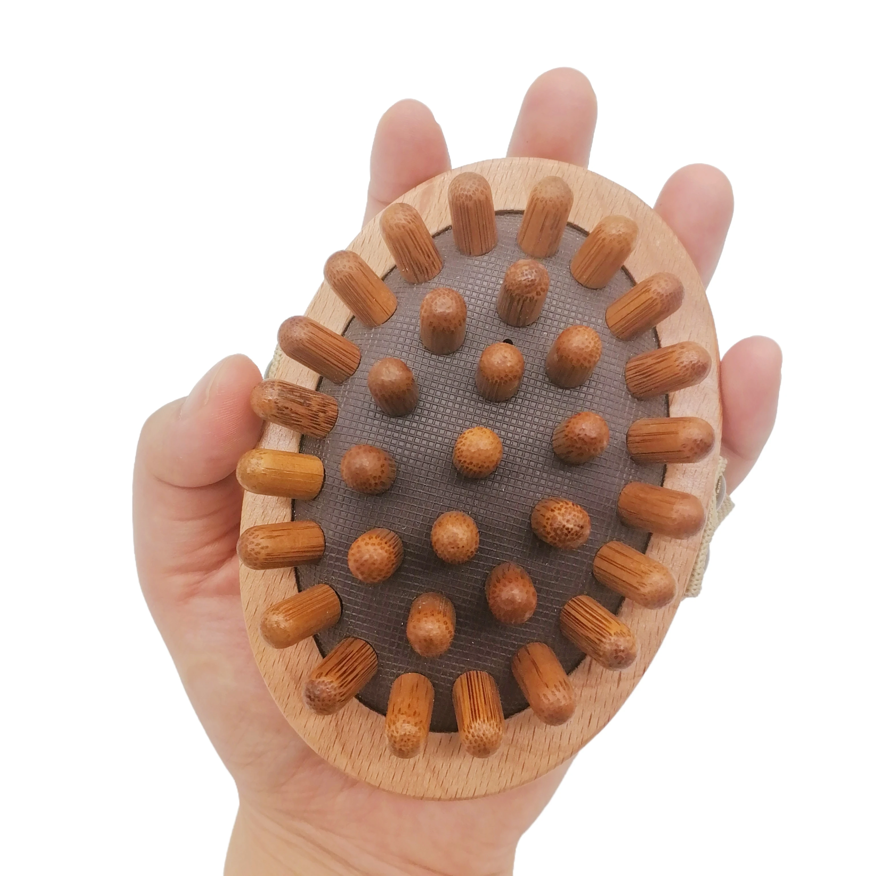 Natural Beech Wood Bullet Multi-point Head Massager Relax Body Meridian Air Cushion Wooden Brush Comb Massage Tool