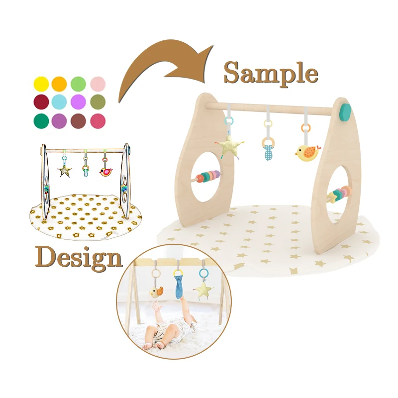 Kids Education Wood Baby Toy Triangular Fitness Newborn Frame Baby Activity Play Gym With Baby Teething Toy