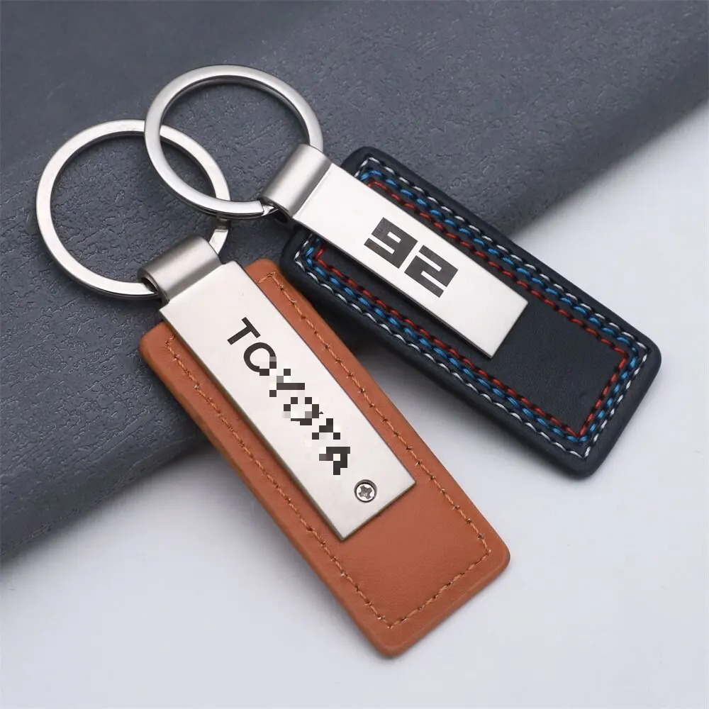 China cheap wholesale custom made Blank laser black logo with PU leather keychain