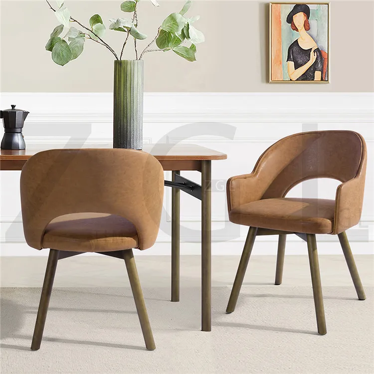
Dropship OK US EU UK CA FR Factory made strictly checked faux leather dining chair brown modern pu beige luxury chairs 