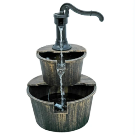 New Hot Sell Plastic Garden Barrel Electric Fountain Garden Landscaping  Fountain Pump