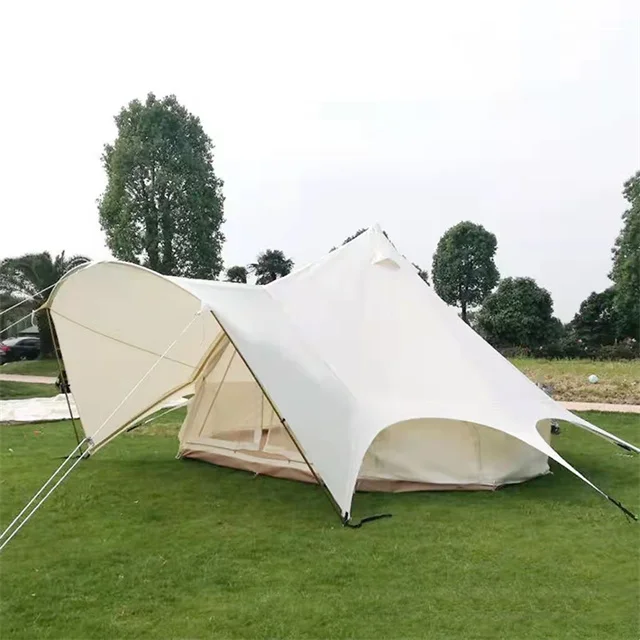 Luxury Two Door Outdoor Glamping Camp Luxury Large Stove Cotton Canvas Yurt Sibley 4 Season Bell Teepee Yurt Tents For Camping