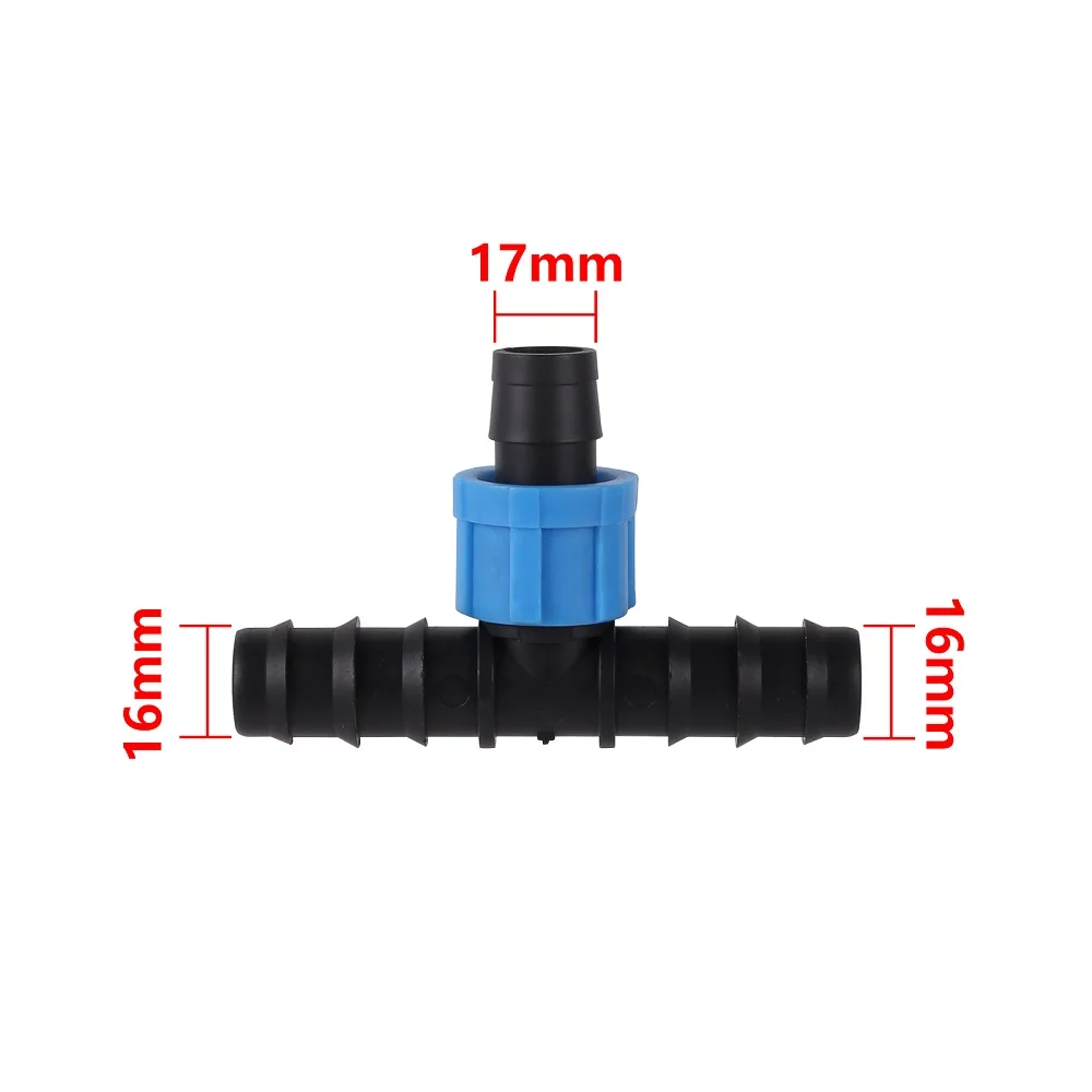 DN16 DN20 Barbed Reducing Tee Connector Drip Irrigation System Fittings PVC Pipe irrigation Drip Tape Connectors