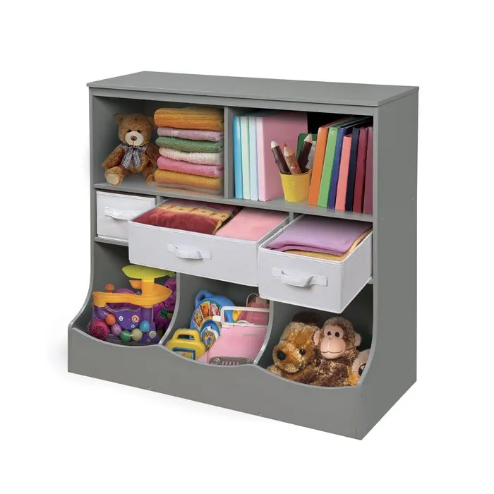 Best seller grey painting MDF wooden panel kids children toy storage cabinets