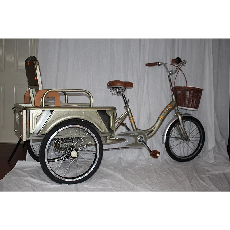 20 inch Folding three wheels steel folding tricycle with two seats cargo bike for  attractive look light weight  Tricycle