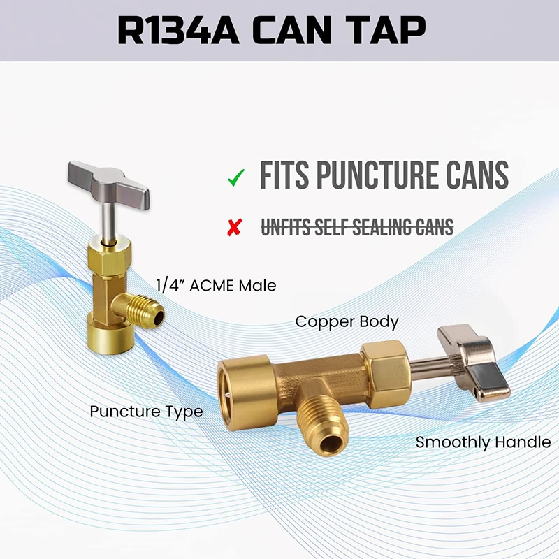 7PCS A/C R134A Adapters with Puncture 134A Can Tap Tank Adapter and Valve Core Remover