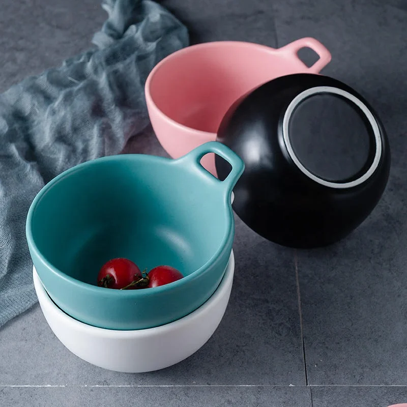 
Luxury Microwave Oven matte dinner set binaural tray household ceramic plates and bowls With Handle 